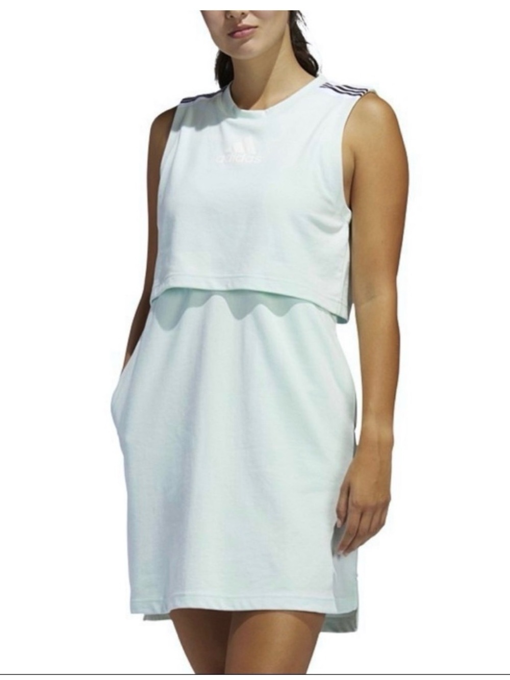 adidas Mint Green Sleeveless Athletic Dress with White Logo